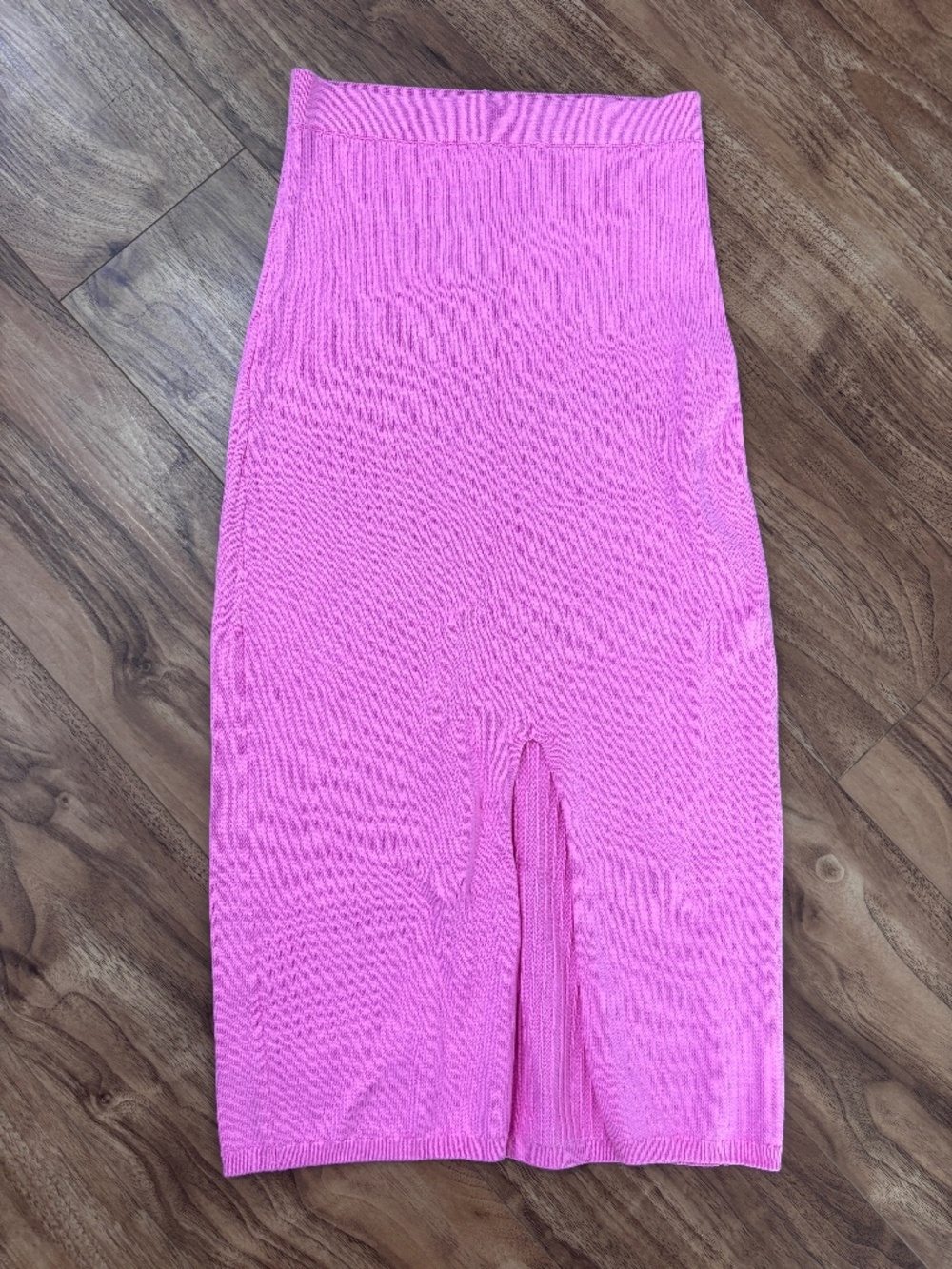 Free People Skyline Midi Skirt Small Pink Ribbed Knit Bodycon Stretch Pull On